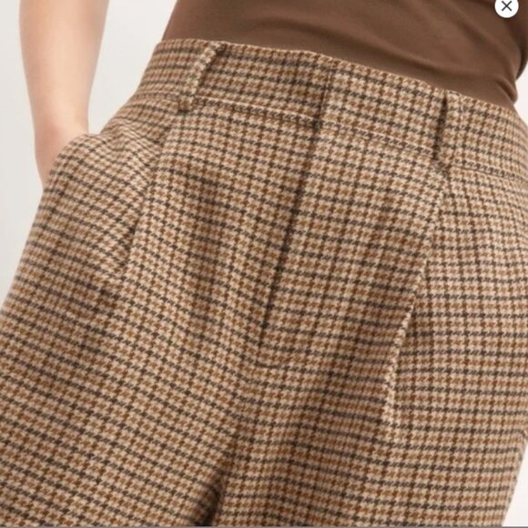 E V E R L A N E  //  The ReWool Way-High Drape Pant Camel Houndstooth 14 NWT - Picture 3 of 6